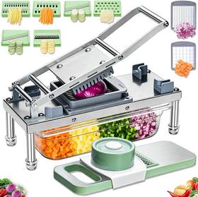 Ipovipo 445020098010 Professional Stainless Steel Vegetable Chopper With 8 Blades And Container