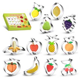 Cc-12pc-fruit Iszw 12pcs Fruit Cookie Cutters Set Stainless Steel Metal Shapes Bak Inch