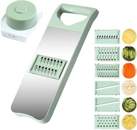Jianglai 721545766052 Vegetable Chopper 7 In 1 Mandoline Food Slicer Cutter With One Size Green