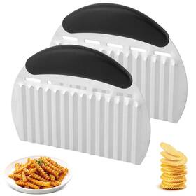 Jianwei 694578761052 Large Crinkle Cutter French Fry 2pcs Potato Wavy Chopper Stai