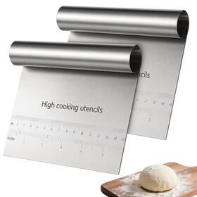683638 Jiyin 2 Pcs Bench Dough Scraper Cutter Stainless Steel Pastry Kitchen Food