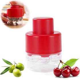 Junhetek 725388918425 Cherry Pitter Tool Olive Pit Remover Quick Push Pull 7 Hole Light Red