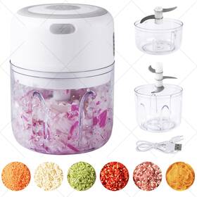 Jwlfpzj 440175334005 Electric Mini Garlic Chopper Food Processor Portable Cordless Mincer M