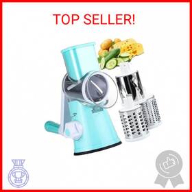 Keouke 889429658050 Rotary Cheese Grater With Handle Vegetable Shredder Slicer