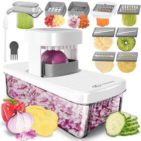 C518 Keouke 8-in-1 Vertical Vegetable Chopper Mandoline Slicer Container White Food