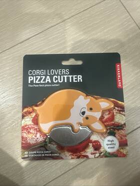 Kikkerland Design 612615112292 Corgi Lovers Pizza Cutter New Dog Stainless Steel Blade 2.75 Inch