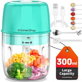 Kitchekshop 747492109896 Rechargeable Portable And Cordless Mini Food Processor 300ml With Stainless S