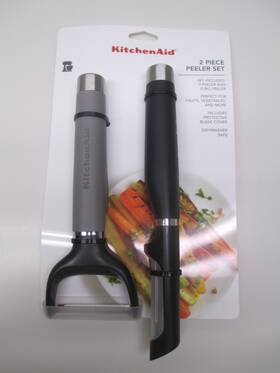 Kitchenaid 024131475926 2 Piece Peeler Set Euro And Y-peeler In Matte Storm Gray Black
