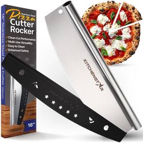 Kitchenstar 099854949085 16 Inch Pizza Cutter Rocker Blade By - Sharp Stainless Steel Slicer Knife W Prote