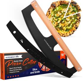 Kitchenstar 731851526226 16 Inch Pizza Cutter Rocker Blade - Razor Sharp Stainless Steel Slicer Knife W Wo