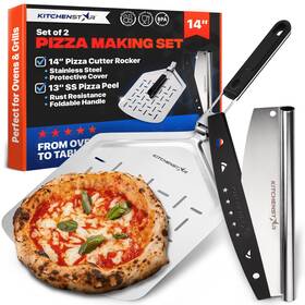 Pb-1413s Kitchenstar 14 Inch Pizza Making Kit Set Of 2 - Cutter Rocker Knife With Blade Co