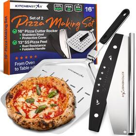 Pb-1613s Kitchenstar 16 Pizza Making Kit Set Of 2 - Cutter Rocker Knife With Blade Cover 13