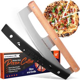 Pz-1014wh Kitchenstar 14-inch Pizza Cutter Rocker Blade - Razor Sharp Stainless Steel Slic