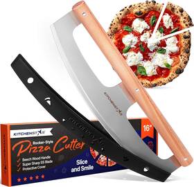 Pz-1016wh Kitchenstar 16 Inch Pizza Cutter Rocker Blade - Razor Sharp Silver