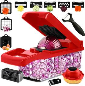 Kitchenvelly 860013115142 16-in-1 Vegetable Chopper And Slicer With 8 Blades Veggie Cutter Dicer Foo