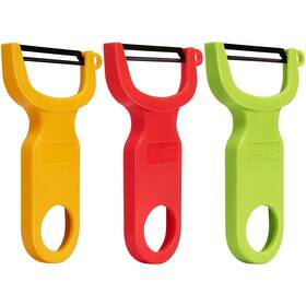 Kitchpower 730964456680 3 Pack Vegetable Fruit Peelers Carbon Steel Blade Red Green Yellow