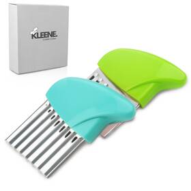 Kleene 615764340295 2-piece Stainless Steel Crinkle Cutter Set Wavy Chopper Knife For French Fr