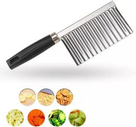 Koofull 748521368239 Crinkle Cutter Knife Stainless Steel Cutting Tool For Potato Carrot Chip Vegetab