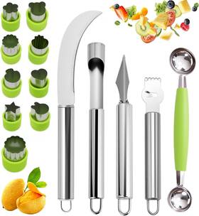 Us-shuiguodao-14 Krbnk 14pcs Fruit Carving Tools Set Stainless Steel Melon Baller Scoop Cut