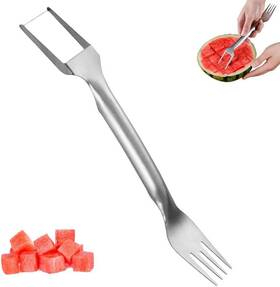 Kruggo 705353449253 Upgraded 2-in-1 Stainless Steel Fruit Cutter 2024 New Watermelon Fork Sl