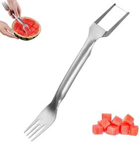 Kruggo 711181208795 2-in-1 Stainless Steel Fruit Cutter 2024 New Watermelon Fork Slicer Slic