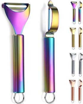Kyraton 744759330512 Rainbow Potato Vegetable And Fruit Peelers For Kitchen Titanium Colorfu