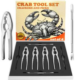 Crab-20 La Novo Crab Crackers And Tools Set Of 4 Stainless Steel Lobster Picks Leg Cra