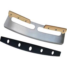 Laifucam 445029188156 Large Stainless Steel Pizza Cutter Rocker With Double Wooden Handle And Plastic
