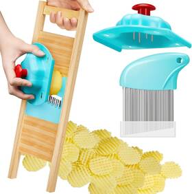 Lanties-choppers-003 Lanties 3 Pcs Waffle Potato Lattice Cutter Crinkle Maker With Protective Cover Food Safe