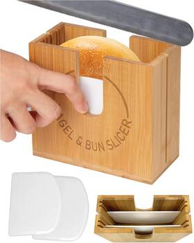 Lclc 445042650616 Adjustable Bagel Slicer Holder Cutter For Small And Large Bagels With Non