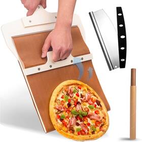 Leozzo 221243570356 Sliding Pizza Peel Slider Paddle With Cutter Rocker Non-stick P