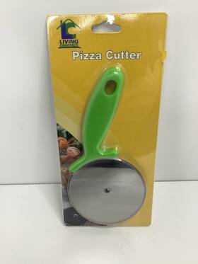 Lc01044 Living Concepts Pizza Cutter Slicer With Stainless Wheel Steel And Green Handle