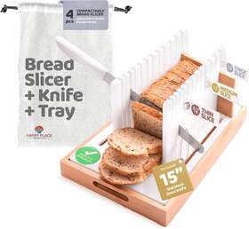 Llc 2size Compactable Bread Slicer For Homemade - 3 Size Thickness Wooden White