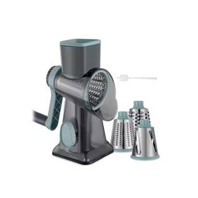 Lynzavix 313102068091 3-in-1 White Hand Crank Cheese Grater Rotary Vegetable Slicer With Interchangeab
