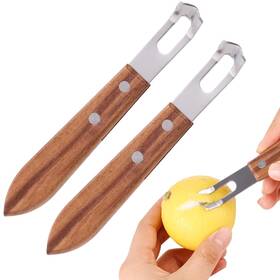 5.5x0.8in Lyreh 1058319 2pcs Lemon Zester Channel Knife Stainless Steel M Silver Brown
