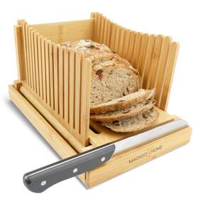 Magigo 659438922790 Nature Foldable Bread Slicer With Crumb Catcher Tray Slicing Guide For