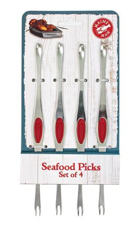 Maine Man 781723710000 Seafood Picks 18/8 Stainless Steel And Silicone Set Of 4
