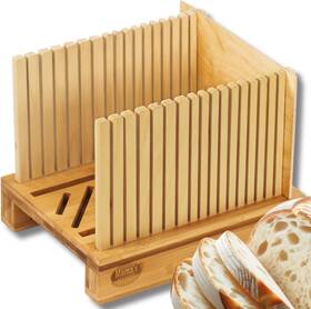 Mama S Great 313106029043 Mamas Bamboo Slicer - Adjustable Slice Width Bread Slicing Guides With St