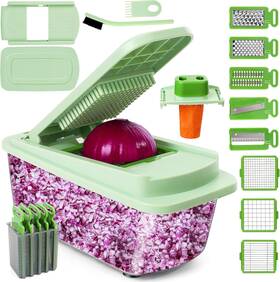 Mamicooker 744110367713 Vegetable Chopper With 8 Blades - Onion 16-in-1 Container Kitchen