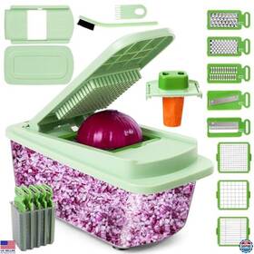 B0dyz1rmgx Martha Stewart 8-blade Vegetable Chopper And Spiralizer - 16-in-1 Kitchen Gadget With Container