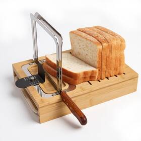 Mcaefer Zhcy 607605216746 Bamboo Sourdough Bread Slicer For Homemade Breads With Knife Adjustable