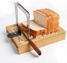 Qmbj8742 Mcaefer Zhcy Bamboo Sourdough Bread Slicer For Homemade Breads With Knife Adjustable Sl