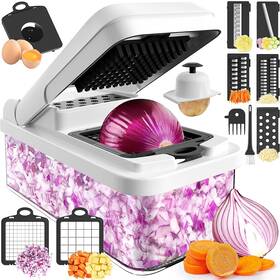 Mpnmh0001-hb Mealhelper 12-in-1 Vegetable Chopper 7 Blade Veggie Practical Food With Container Cheese