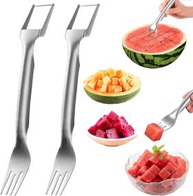Sgd01 Memofo Watermelon Cutter 2-in-1 Stainless Steel Fruit 2025 Silver Color
