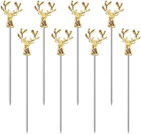 Hm000124 Mewuthede Cocktail Picks 8 Piece Stainless Steel Deer Head Shape Martini Reusable To