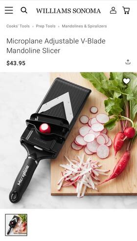 Microplane 098399480404 Adjustable V-blade / Julienne Mandoline Food Slicer With Hand Guard