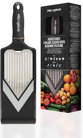48940 Microplane Vegetable Mandoline V-cut With 2 Blades For Slices And Julienne