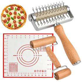 Pdrs-003 Milkary Set Of 3 Pizza Kit Including Stainless Steel Dough Roller Wooden Docke