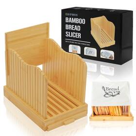 Wm521-x Minboo Bamboo Bread Slicer For Homemade Slicing Guide Adjustable Width
