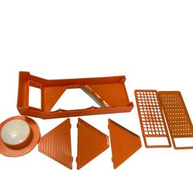 Miracle Slicer 033277071541 Mandoline In Box 1984 Orange 3 Guides Safety Holder Vintage